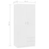 vidaXL Szafa, biała, 80x52x180 cm, materiał drewnopochodny