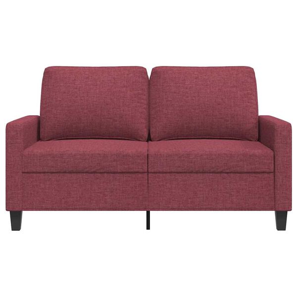 vidaXL Sofa 2-osobowa, winna czerwień, 120 cm, tapicerowana tkaniną