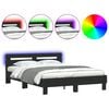 vidaXL Rama ł&oacute;żka z LED bez materaca Czarna 150x200 cm