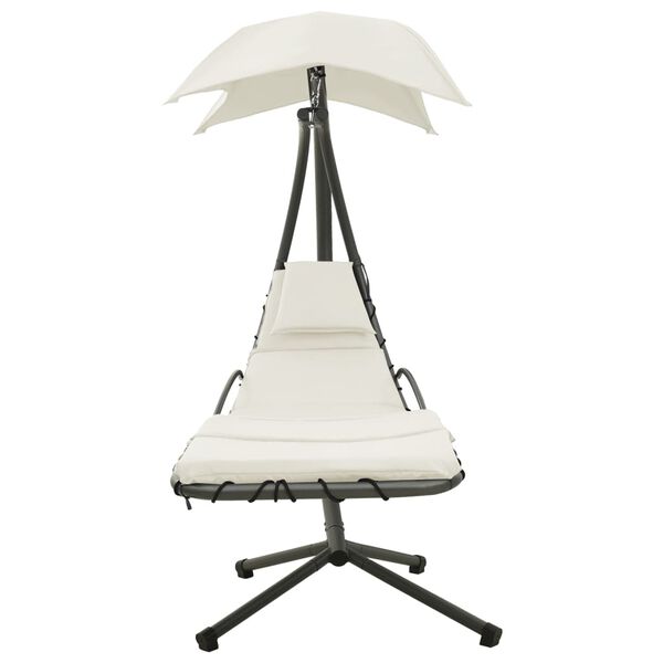 vidaXL Ogrodowa huśtawka, kremowo-szara, 190x90x200 cm, tkanina