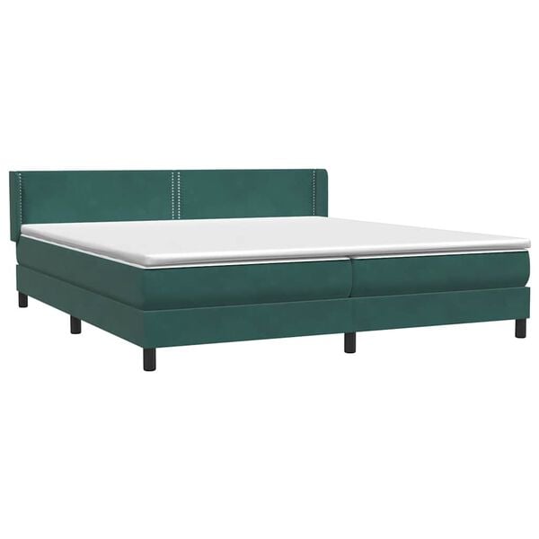 vidaXL Ł&oacute;żko typu Box Spring z materacem Ciemnozielone 180x220 cm
