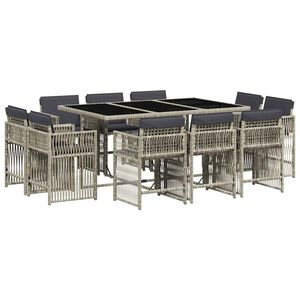 vidaXL 11-cz. zestaw mebli do ogrodu z poduszkami jasnoszary rattan PE