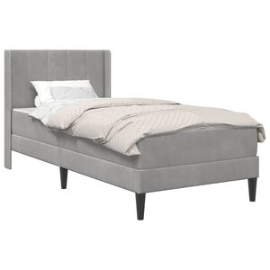 vidaXL Rama ł&oacute;żka z materacem jasnoszary 80 x 200 cm Welur