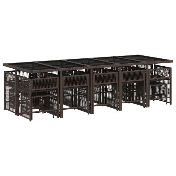 vidaXL 15-cz. zestaw mebli ogrodowych z poduszkami, brązowy, rattan PE