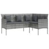 vidaXL Sofa w kształcie litery L, z poduszkami, polirattan, szara