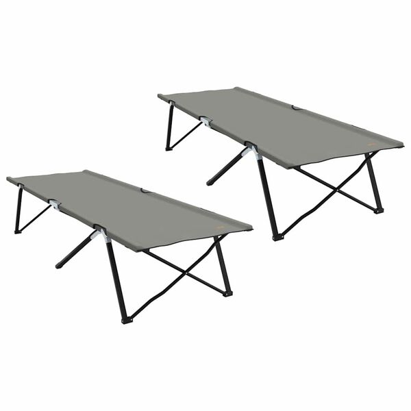 vidaXL Składane Ł&oacute;żko Kempingowe 2 pcs Szary 206 x 76 x 74 cm