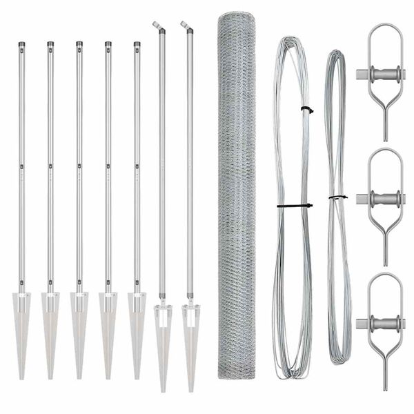 vidaXL Słupek ogrodzeniowy. Srebrny 10 x 1,6 m (siatka 13 mm) Stal