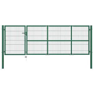 vidaXL Brama ogrodowa ze słupkami 350x100 cm, stal, zielona