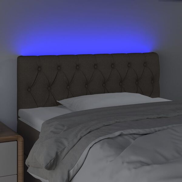 vidaXL Zagł&oacute;wek do ł&oacute;żka z LED, taupe, 100x7x78/88 cm, tkanina