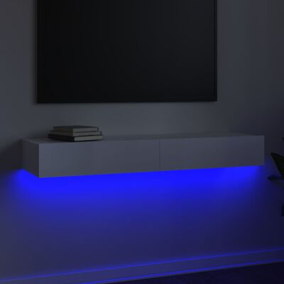 vidaXL Szafka pod TV z LED, biała z połyskiem, 120x35x15,5 cm