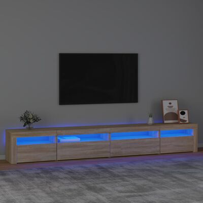 vidaXL Szafka pod TV z oświetleniem LED, dąb sonoma, 270x35x40 cm