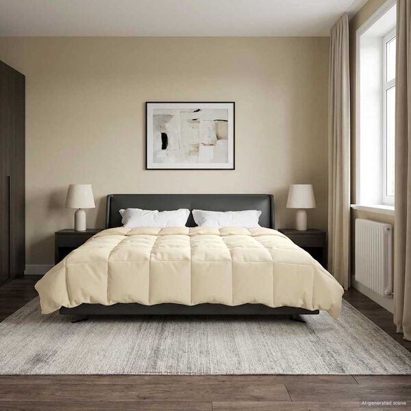 vidaXL Letni Kołdra Kwiłtowany Kremowy 240 x 260 cm Mikrofibra