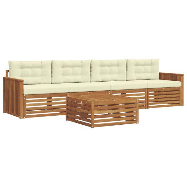 vidaXL Zestaw sof na zewnątrz z poduszką 5 pcs Naturalny i Kremowy