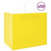 vidaXL Torby papierowe 50 szt. z uchwytami ż&oacute;łte 32x22x28 cm