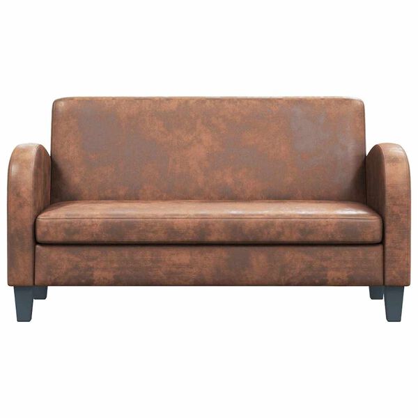 vidaXL Sofa 2-osobowa ze sztucznej sk&oacute;ry zamszowej, brązowa