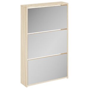 vidaXL Szafka na buty z 3 p&oacute;łkami i lustrem, kolor dębu 63x17x102,5 cm