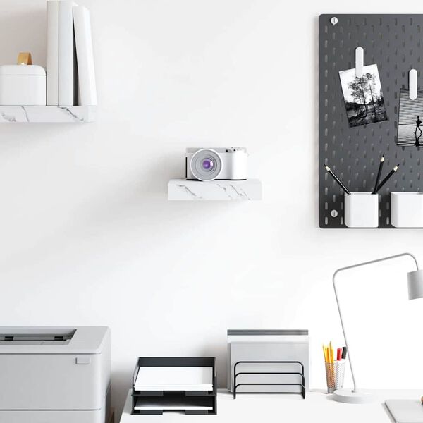 vidaXL P&oacute;łka ścienna z przechowywaniem Biały marmur 23 x 23,5 x 4 cm