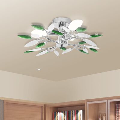 vidaXL Lampa sufitowa, 3 żarówki E14, zielono-biała