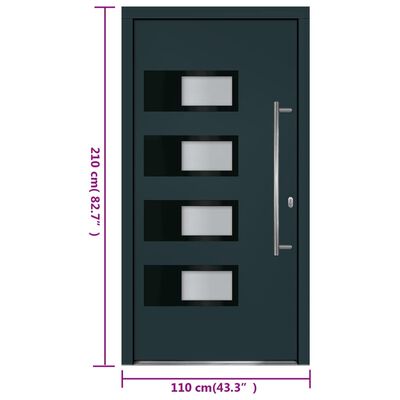 vidaXL Drzwi wejściowe, antracytowe, 110x210 cm, aluminium i PVC