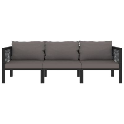 vidaXL 3-osobowa sofa ogrodowa z poduszkami, antracytowa, polirattan