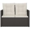 vidaXL Ławka ogrodowa z poduszkami, czarna, 105 cm, polirattan