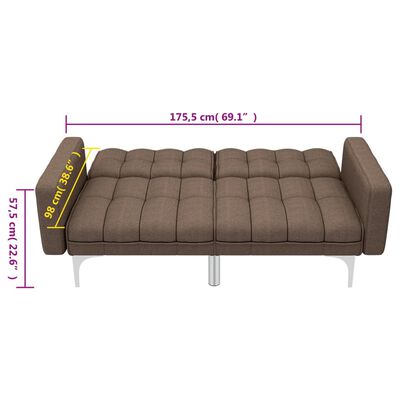 vidaXL Sofa rozkładana, brązowa, tapicerowana tkaniną