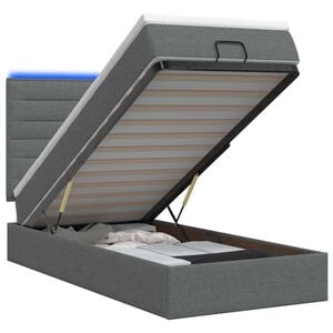 vidaXL Ł&oacute;żko z pojemnikiem i materacem LED ciemnoszary 80 x 200 cm