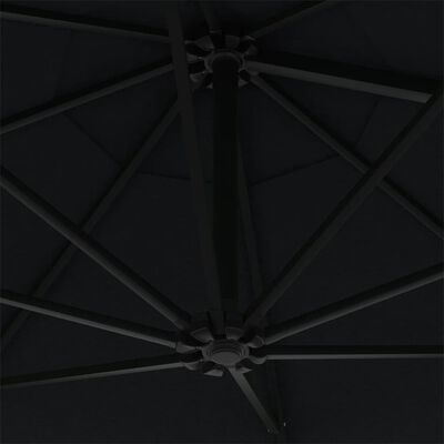 vidaXL Parasol ścienny z LED, na metalowym słupku, 300 cm, czarny
