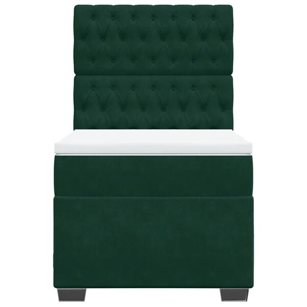 vidaXL Ł&oacute;żko kontynentalne z materacem, zielone, aksamit, 80x200 cm