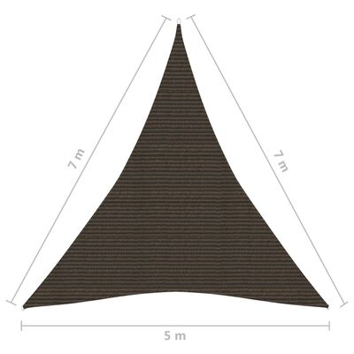 vidaXL Żagiel przeciwsłoneczny, 160 g/m², brązowy, 5x7x7 m, HDPE