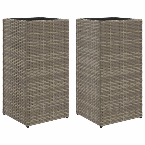 vidaXL Donice ogrodowe, 2 szt., szare, 30x30x60 cm, rattan PE