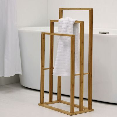 Bathroom Solutions Bambusowy wieszak na ręczniki z 3 drążkami