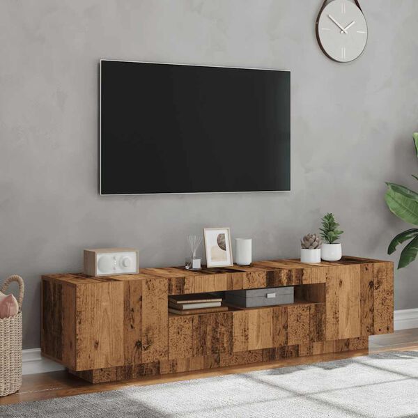 vidaXL Szafka pod TV z oświetleniem LED, stare drewno, 160x35x40 cm