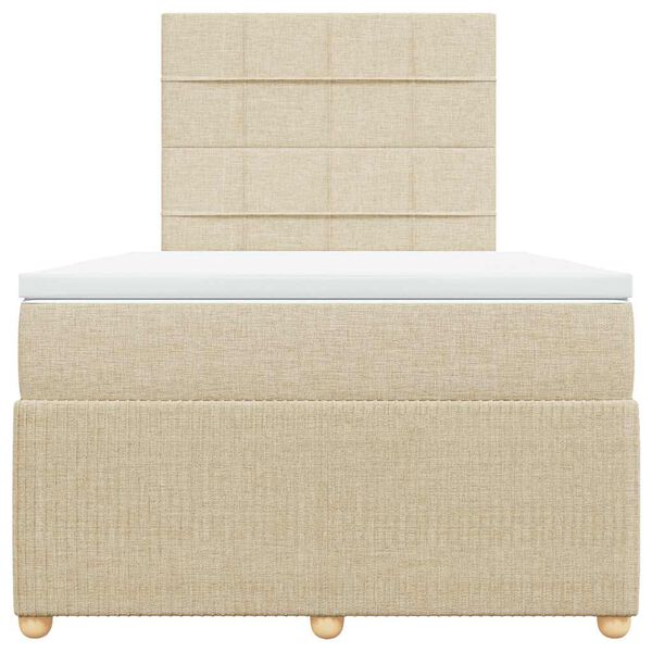 vidaXL Łóżko kontynentalne z materacem, kremowe, tkanina, 120x200 cm