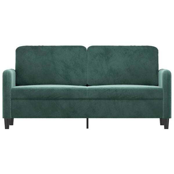 vidaXL Sofa 2-osobowa, ciemnozielona, 140 cm, tapicerowana aksamitem