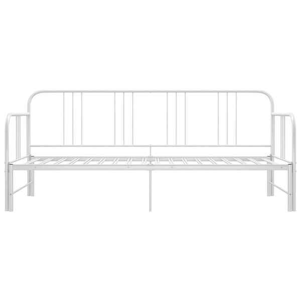 vidaXL Sofa z wysuwaną ramą ł&oacute;żka, biała, metalowa, 90x200 cm