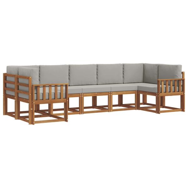 vidaXL Zestaw sof na zewnątrz z poduszką 7 pcs Naturalny i Jasny Szary