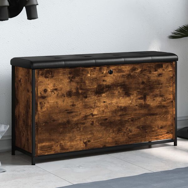 vidaXL Ławka na buty z uchylaną szufladą, przydymiony dąb, 102x32x56cm