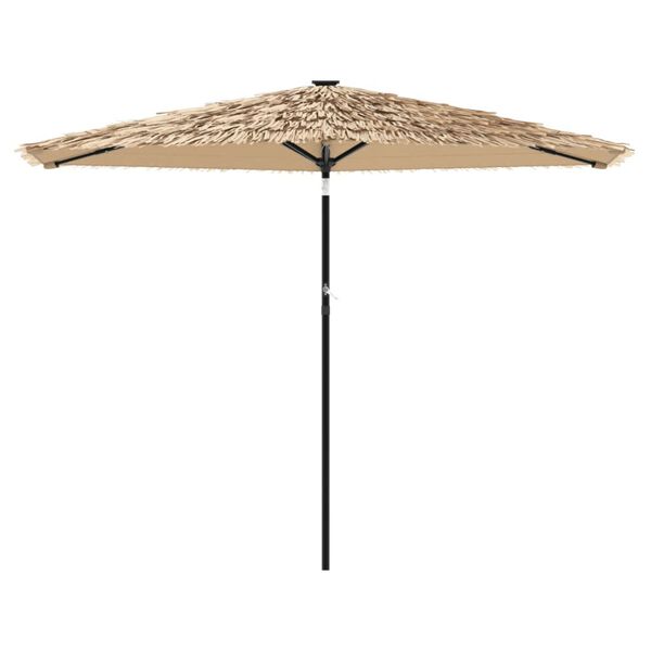 vidaXL Parasol ogrodowy z LED, stalowy słupek, brązowy, 288x288x225 cm