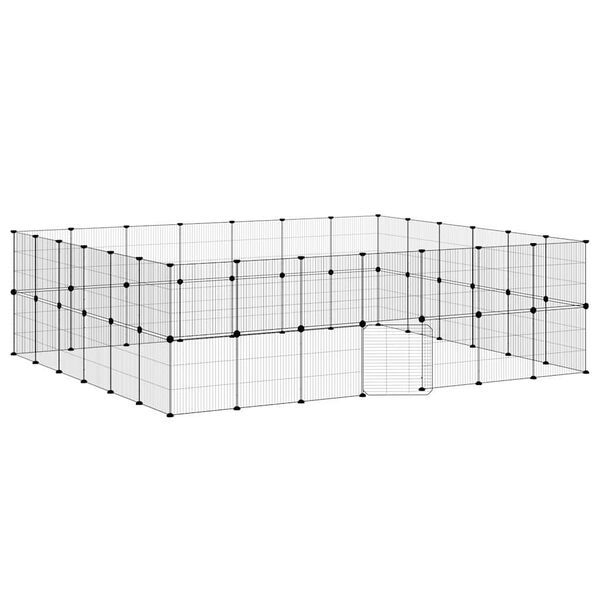 vidaXL Klatka dla zwierząt z bramką, 52 panele, czarna, 35x35 cm, stal