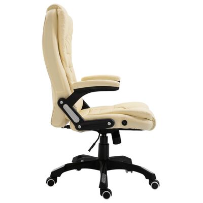 vidaXL Krzesło biurowe, kremowe, sztuczna skóra