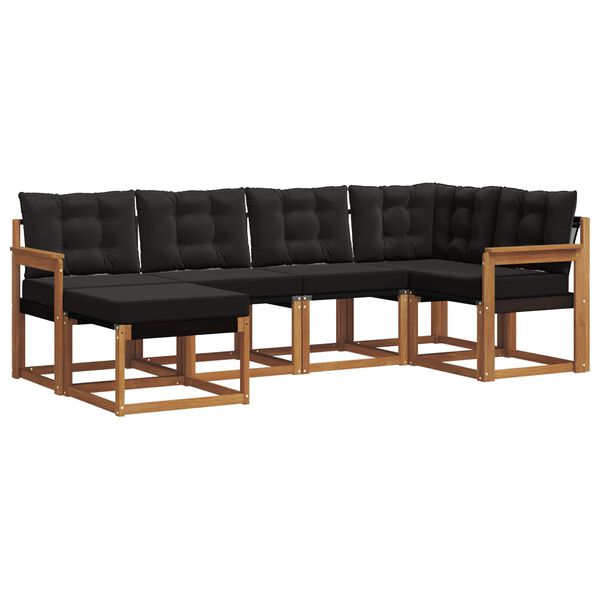 vidaXL Zestaw sof na zewnątrz z poduszką 6 pcs Naturalny i czarny