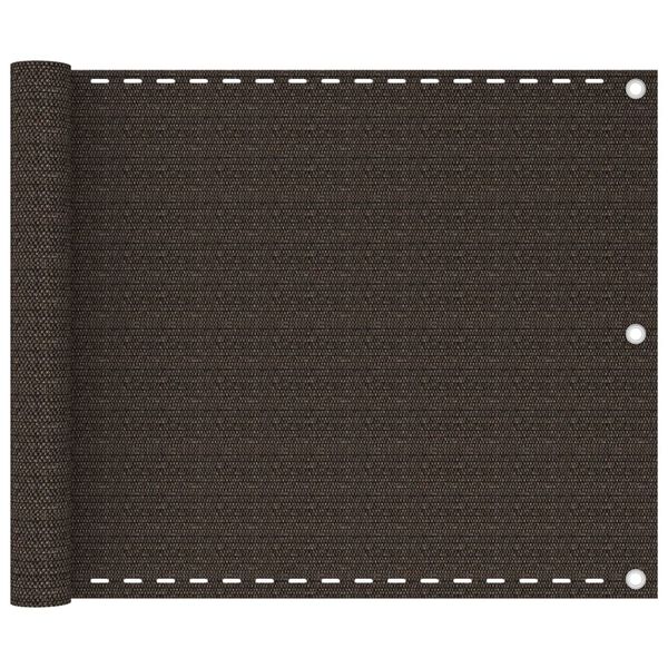 vidaXL Parawan balkonowy, brązowy, 75x400 cm, HDPE