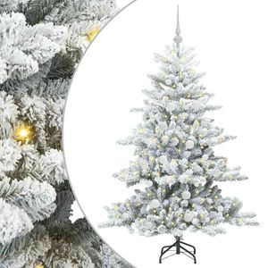 vidaXL Sztuczna choinka z zawiasami z podstawą Biały 150 cm PVC i stal