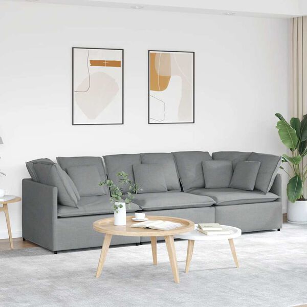 vidaXL Sofa modułowa z poduszkami Tkanina jasnoszara