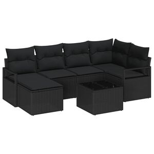 vidaXL Zestaw Sof 7 szt. Czarny polirattan