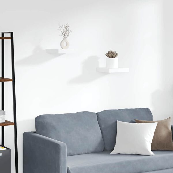 vidaXL P&oacute;łki ścienne, 2 szt., białe, 23 x 23,5 x 3,8 cm, MDF