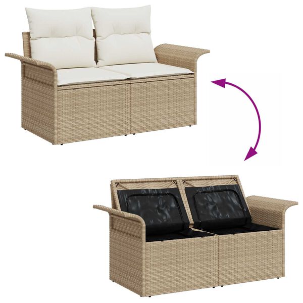 vidaXL Zestaw Sof na Ogr&oacute;d z poduszką 5 pcs Beżowy Rattan poli
