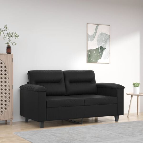 vidaXL 2-osobowa sofa, czarna, 120 cm, sztuczna sk&oacute;ra