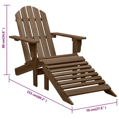 vidaXL Fotel ogrodowy z podnóżkiem, drewniany, brązowy